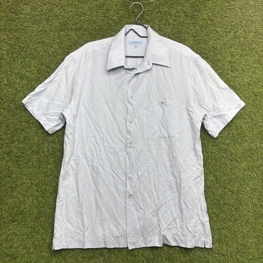 Allora Button Up Shirt Mens Large Short Sleeve Collared Made In Italy Dress